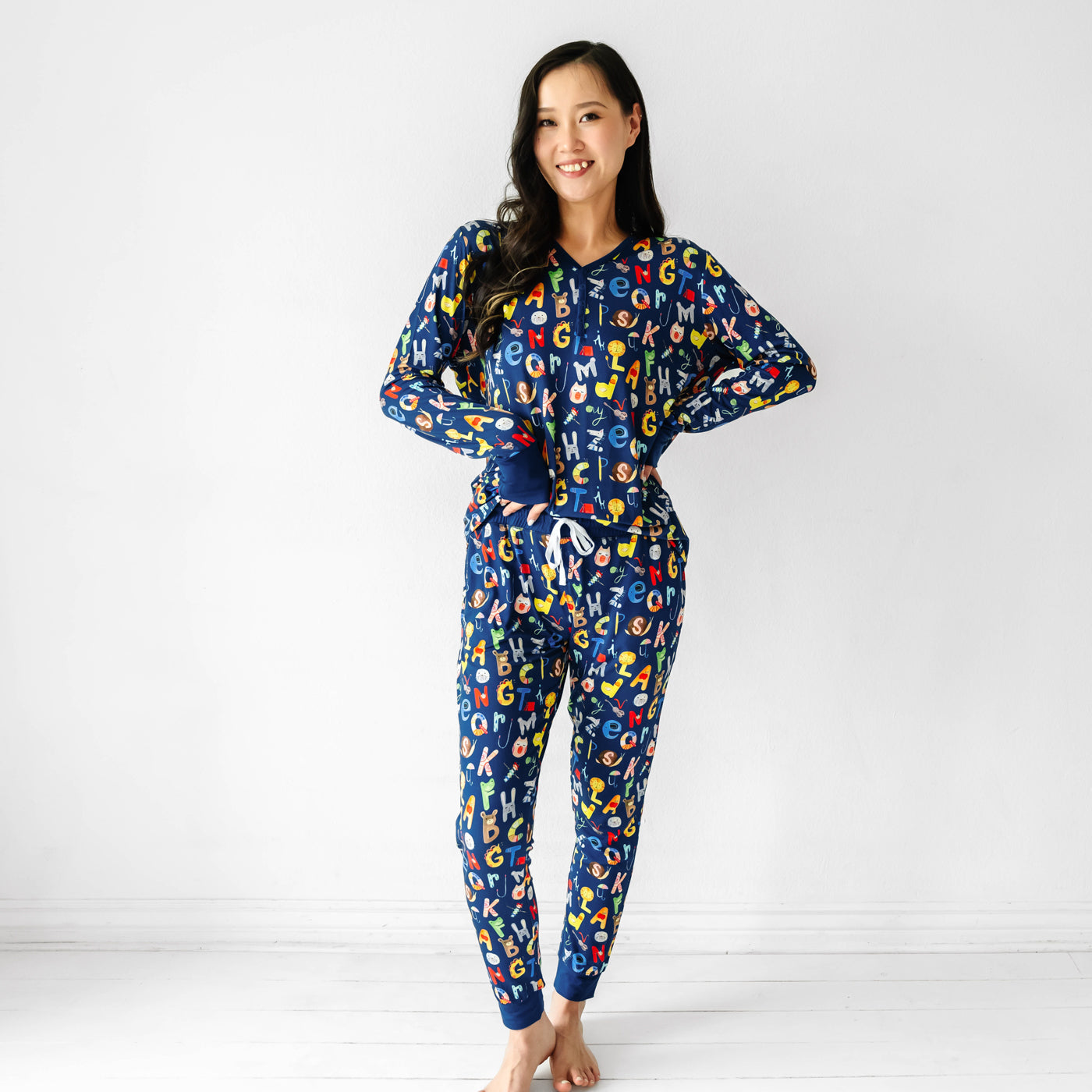 Women's PJ Pants - Navy Alphabet Friends Women's Pajama Pants