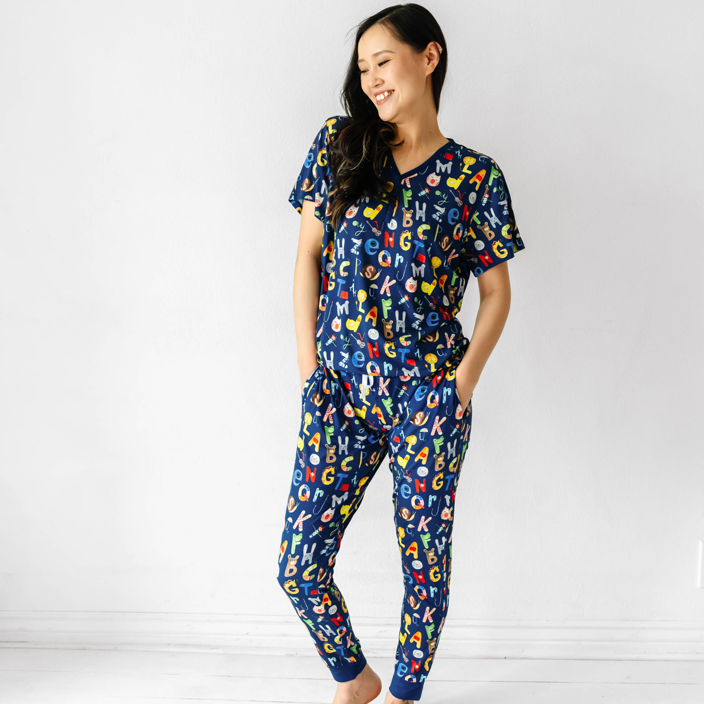 Women's PJ Pants - Navy Alphabet Friends Women's Pajama Pants