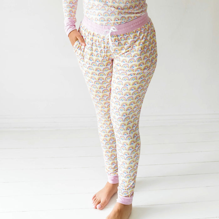 Women's PJ Pants - Pastel Rainbows Women's Bamboo Viscose Pajama Pants