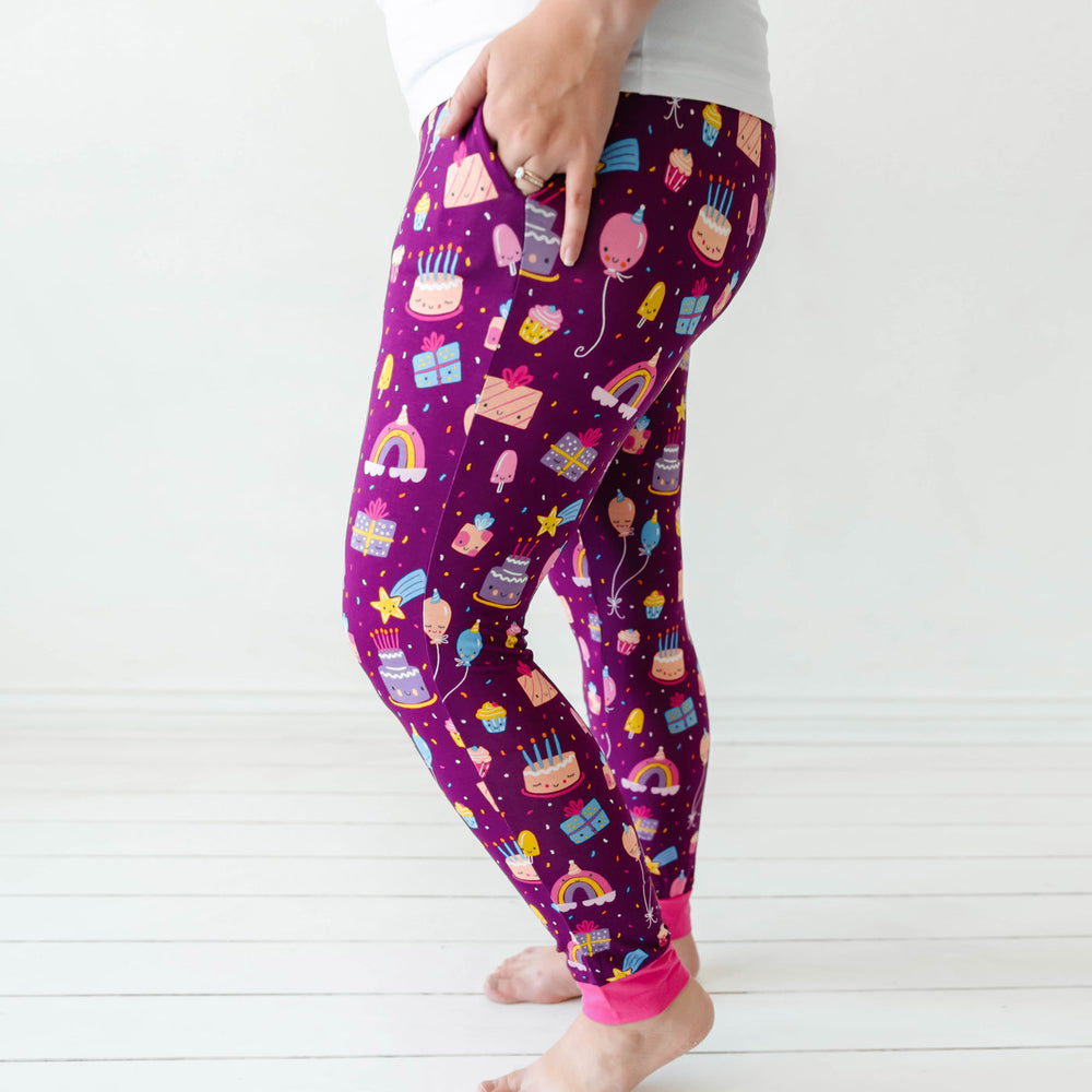 Women's PJ Pants - Purple Birthday Wishes Women's Pajama Pants