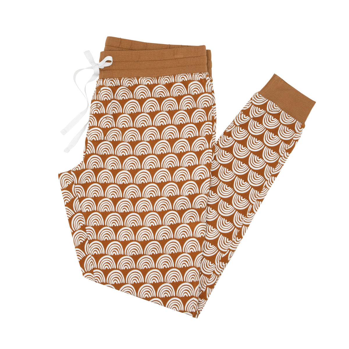 Flat lay of the Rust Rainbows Women's Bamboo Viscose Pajama Pants