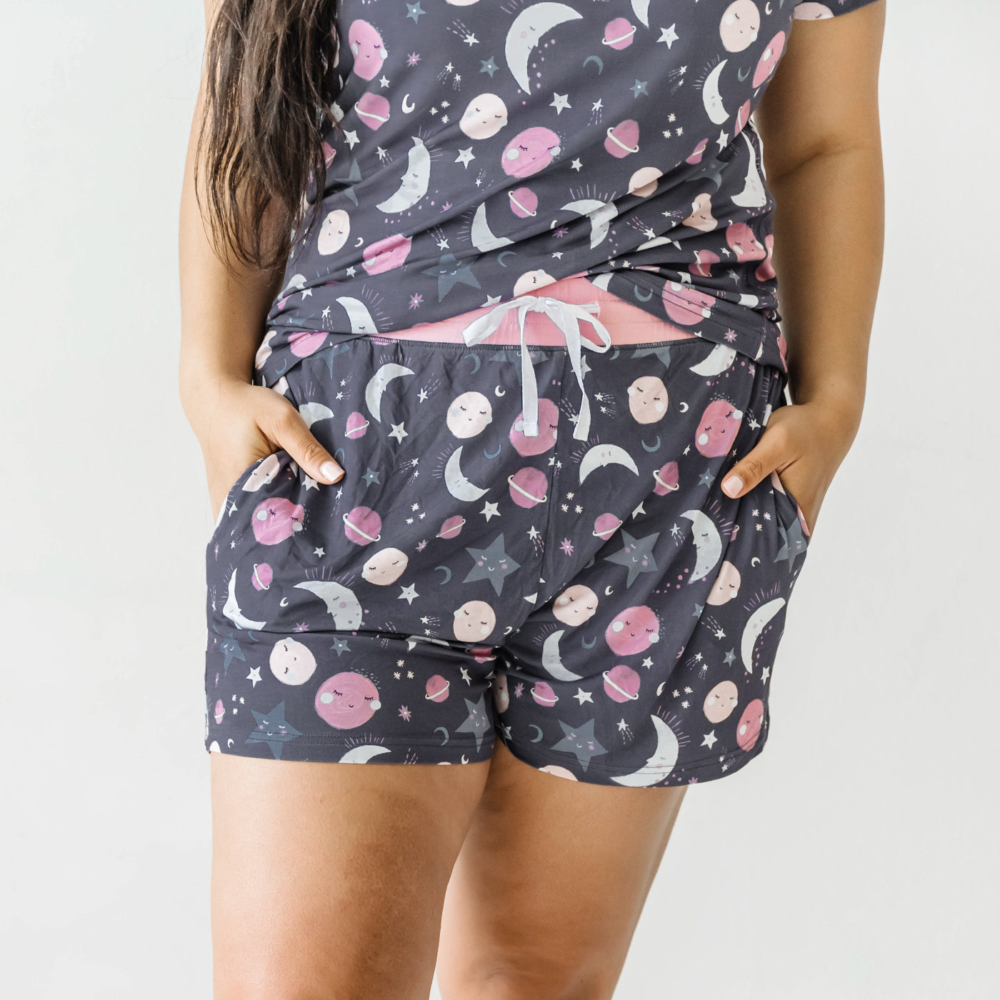 Women's PJ Shorts - Pink To The Moon & Back Women's Pajama Shorts