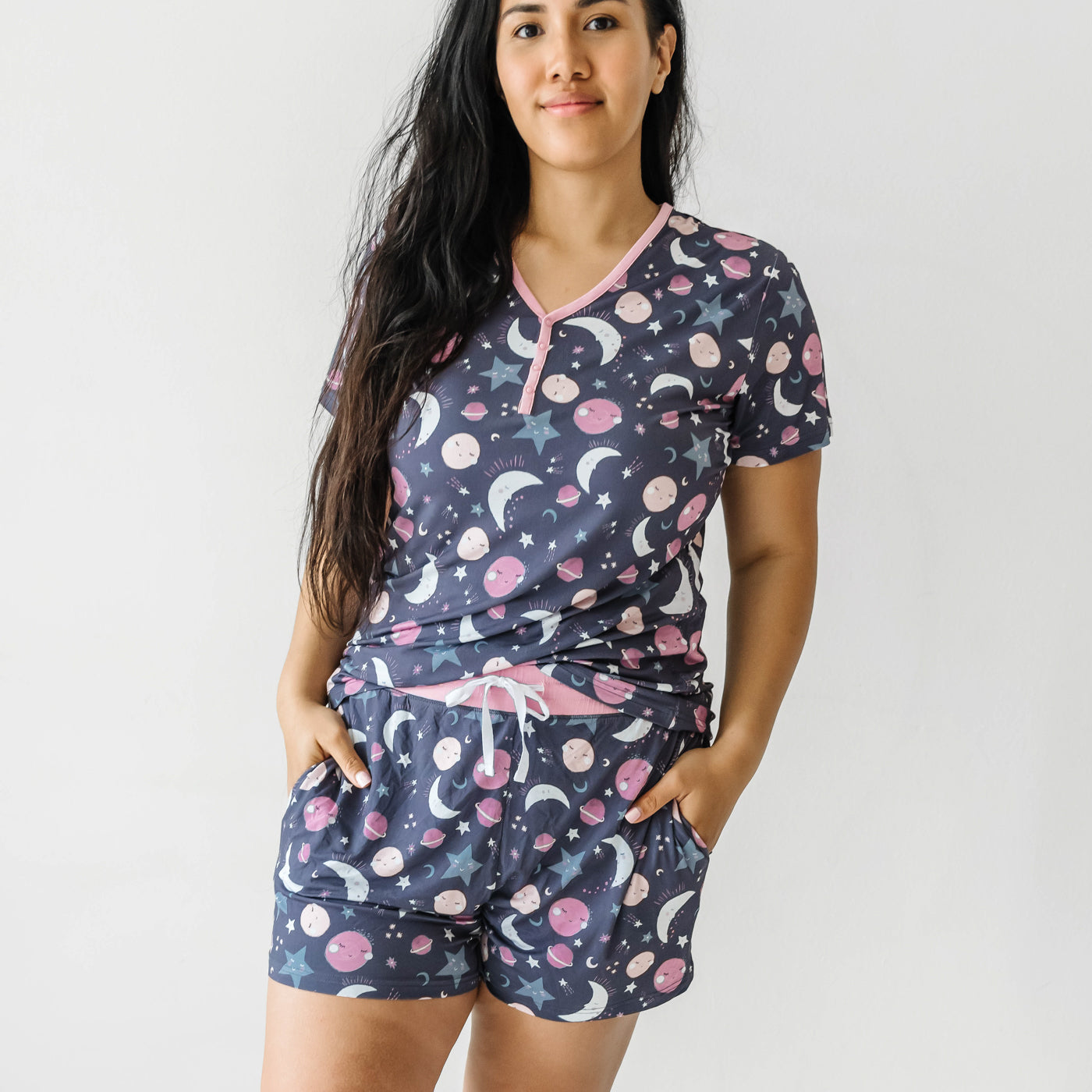 Women's PJ Shorts - Pink To The Moon & Back Women's Pajama Shorts