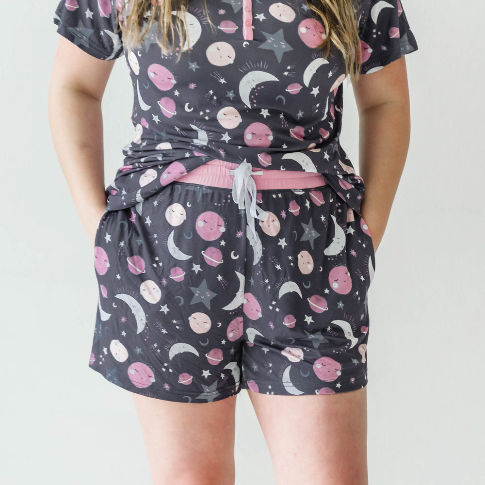 Women's PJ Shorts - Pink To The Moon & Back Women's Pajama Shorts