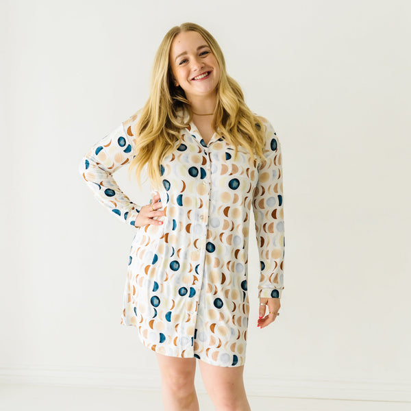 Women's Sleep Shirt - Luna Neutral Women's Long Sleeve Sleep Shirt