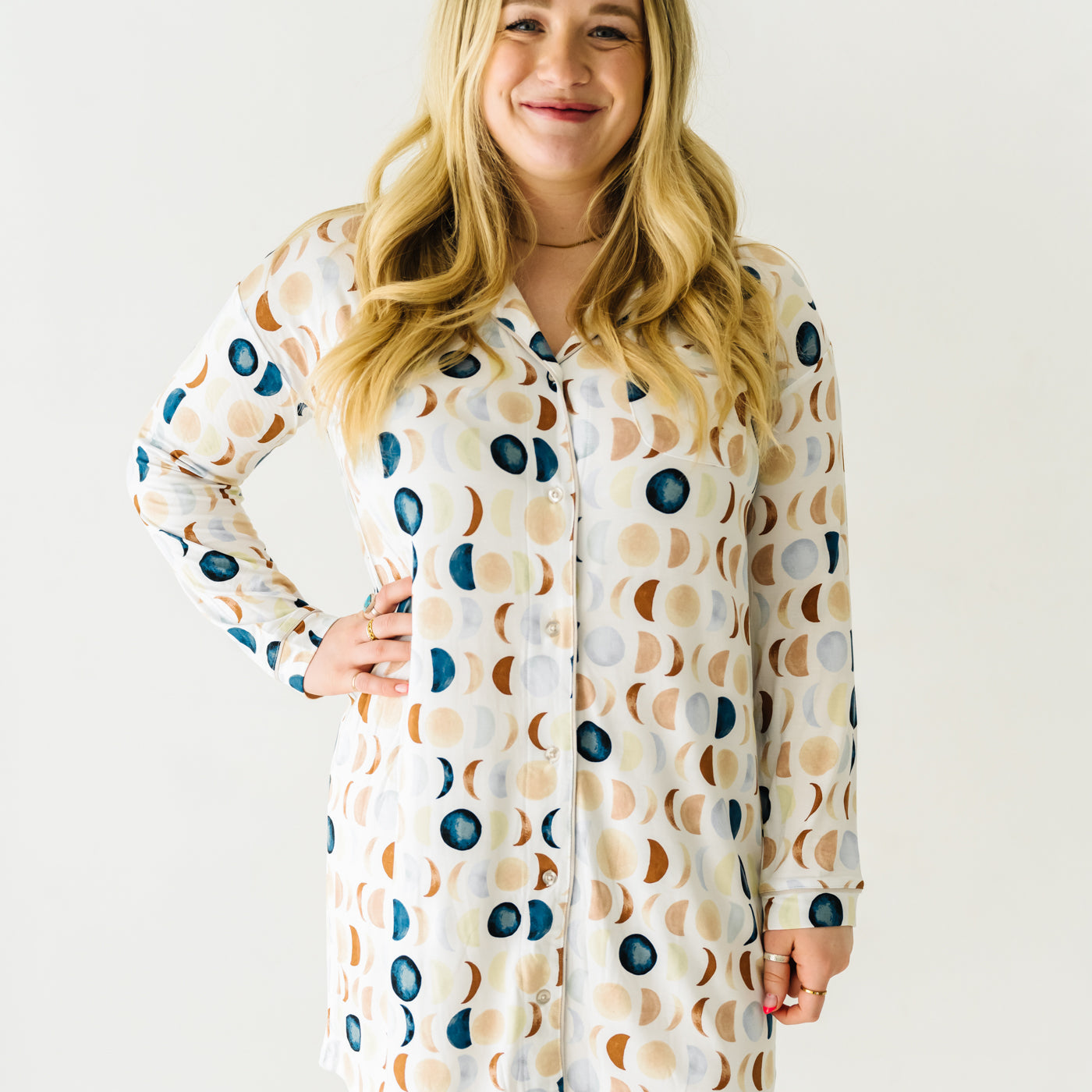 Luna Neutral Women's Long Sleeve Sleep Shirt - Little Sleepies