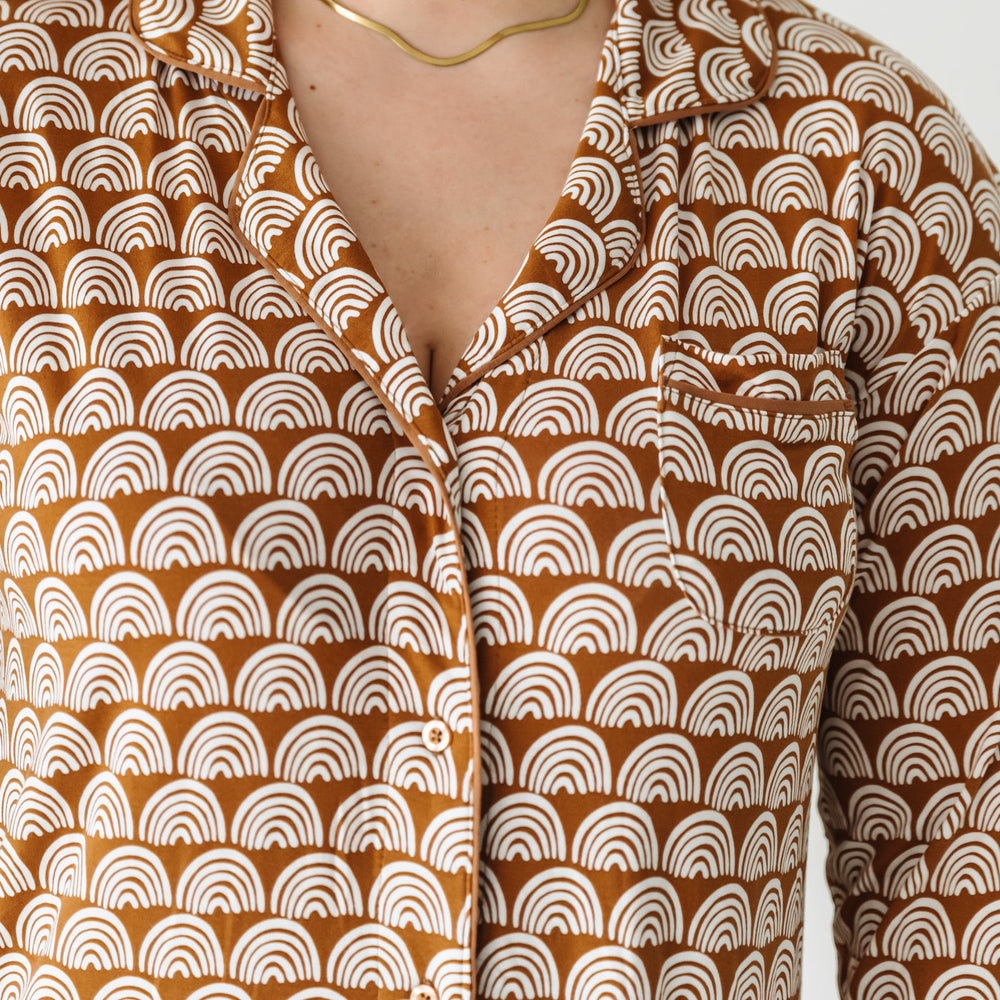 Women's Sleep Shirt - Rust Rainbows Women's Bamboo Viscose Long Sleeve Sleep Shirt