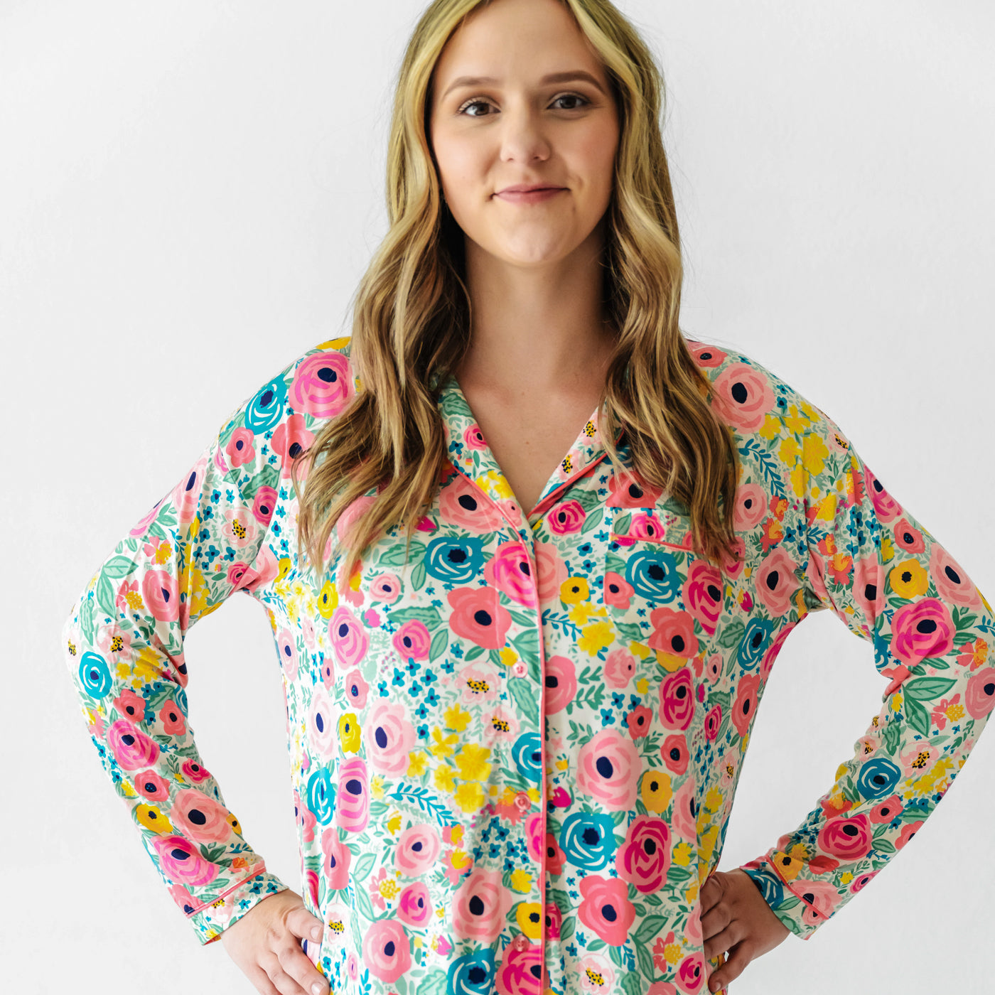 Women's Sleep Shirt - Secret Garden Women's Bamboo Viscose Long Sleeve Sleep Shirt