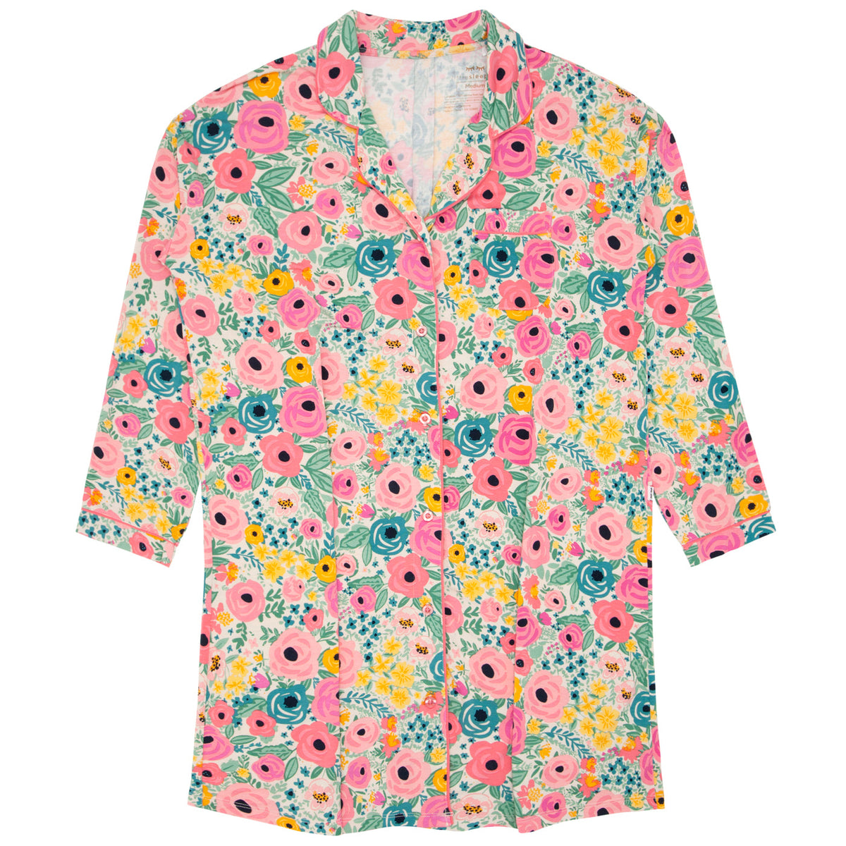 Women's Sleep Shirt - Secret Garden Women's Bamboo Viscose Long Sleeve Sleep Shirt