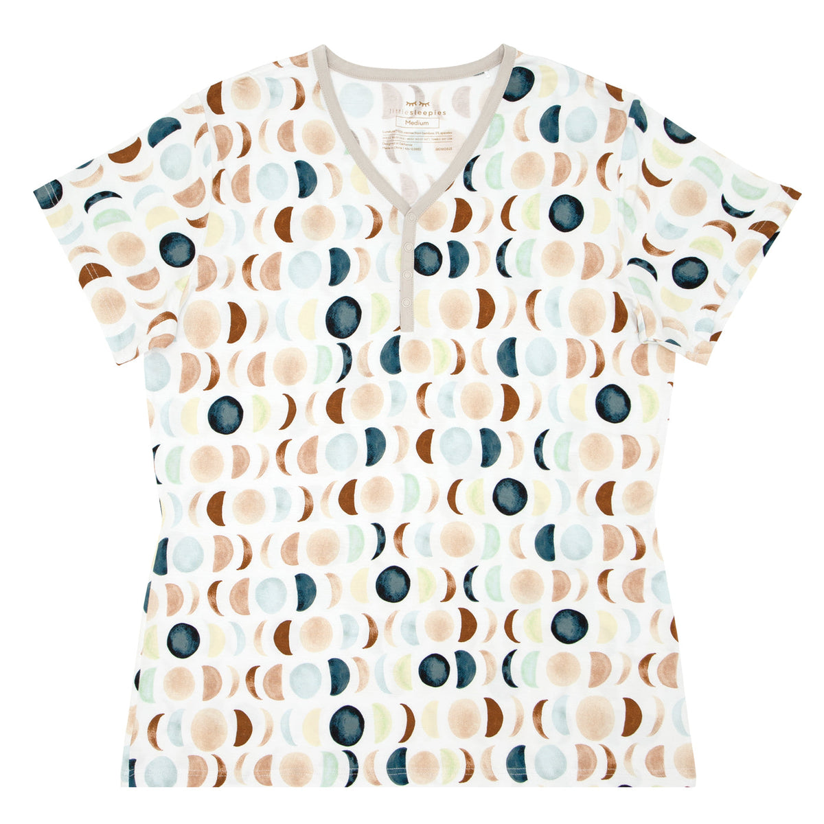 Flat lay image of a Luna Neutral women's short sleeve pj top