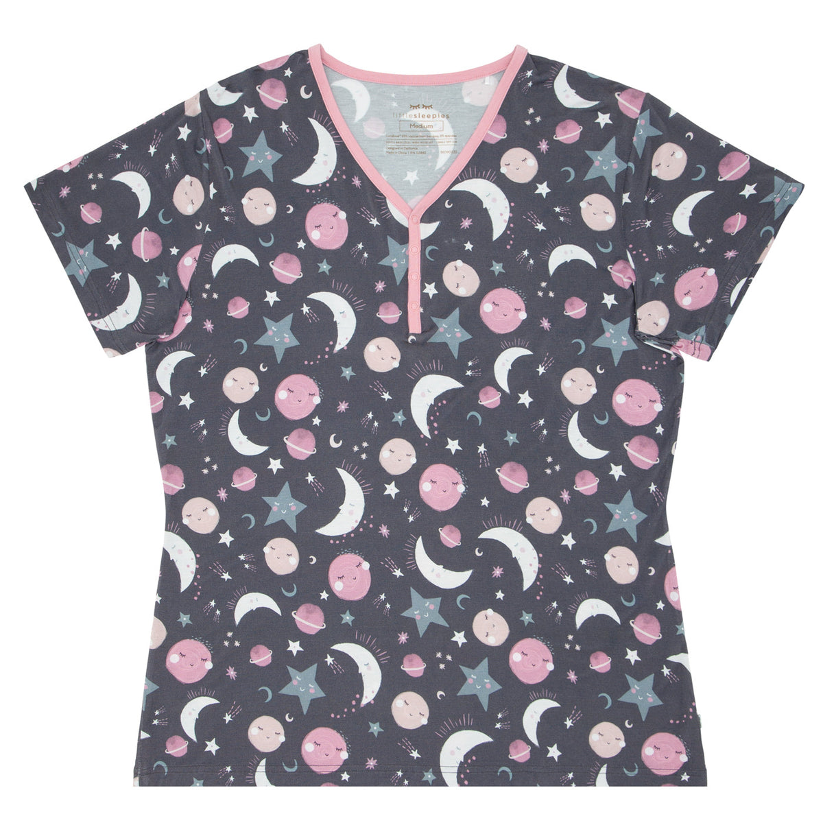 Women's SS PJ Tops - Pink To The Moon & Back Women's Short Sleeve Pajama Top