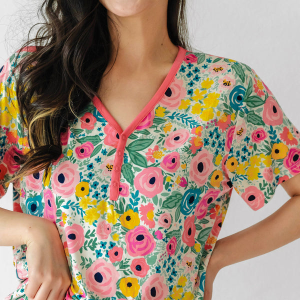 Women's SS PJ Tops - Secret Garden Women's Short Sleeve Bamboo Viscose Pajama Top