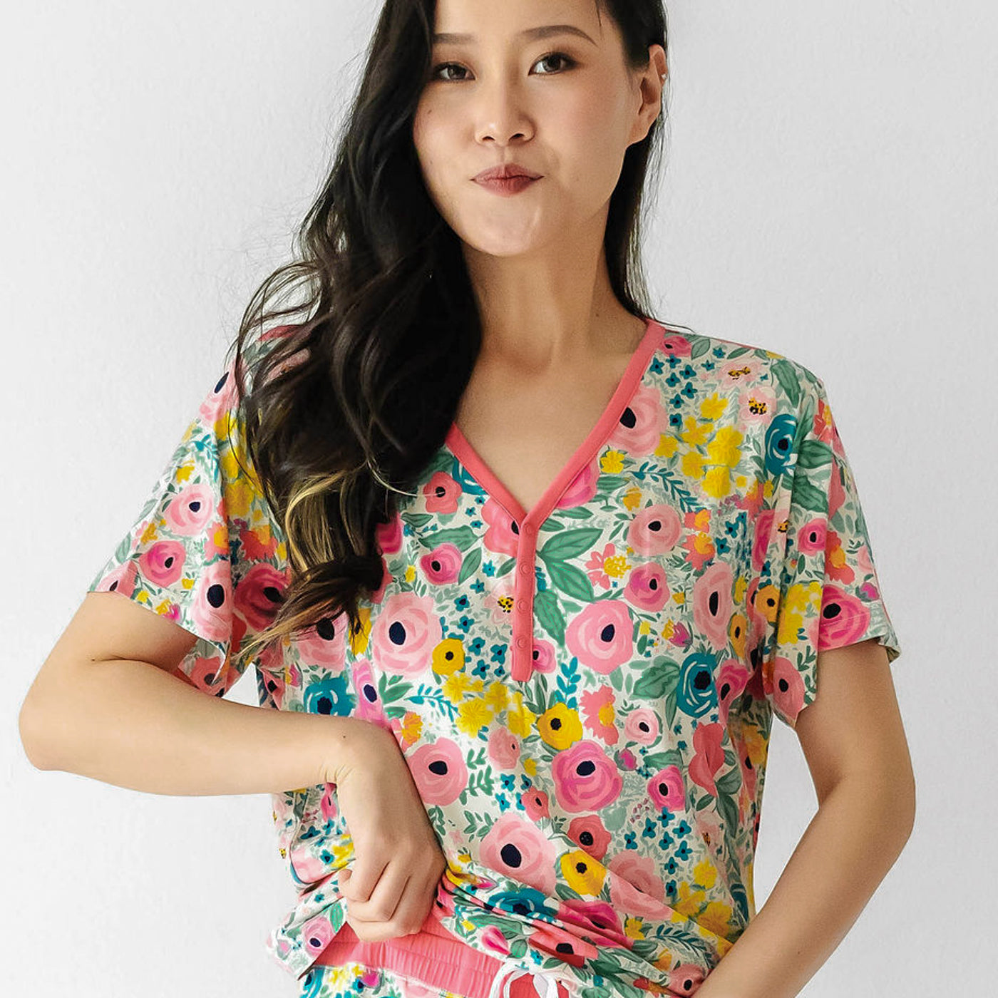 Women's SS PJ Tops - Secret Garden Women's Short Sleeve Bamboo Viscose Pajama Top