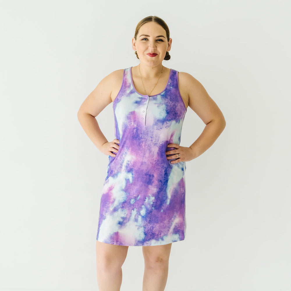 Click to see full screen - Women's Tank Nightgowns - Purple Watercolor Women's Tank Nightgown