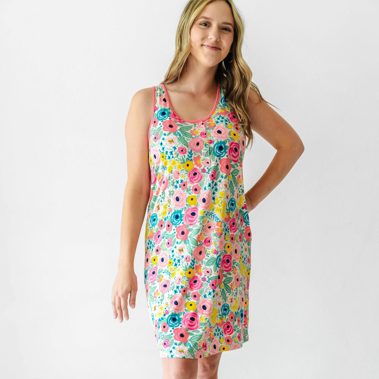 GYS Women's Bamboo Viscose Sleeveless Nightgown - Soft Scoop Neck Sleepshirt For Summer (Aqua, 3X-Large Plus)