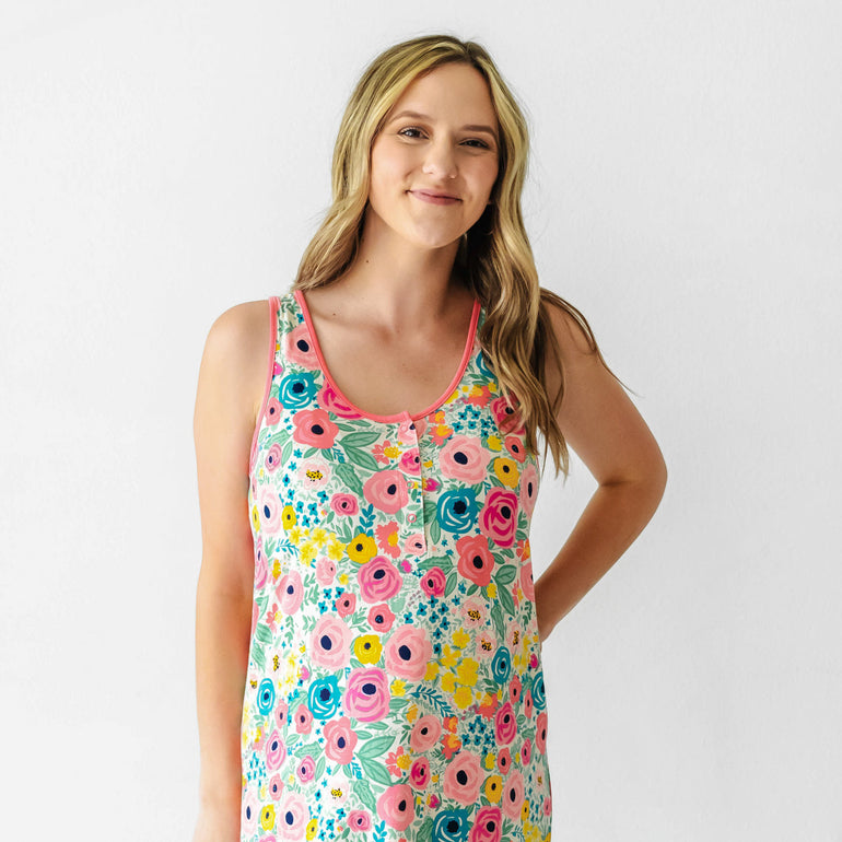 NACHILA Women's Sleeveless Nightgown - Viscose Bamboo Tank Sleepshirt, Soft & Breathable