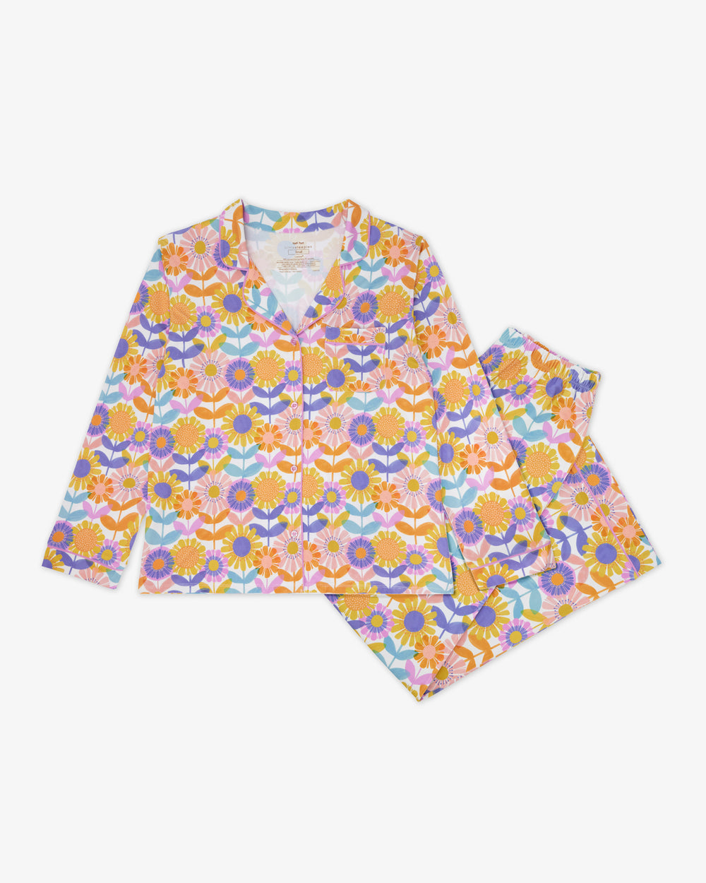 Flat lay of the Petal Power Women's Long Sleeve Pajama Set