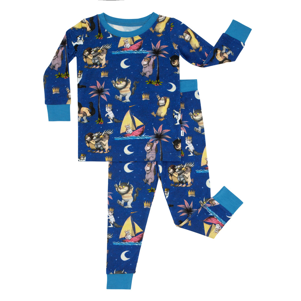 Flat lay image of Where the Wild Things Are two piece pajama set