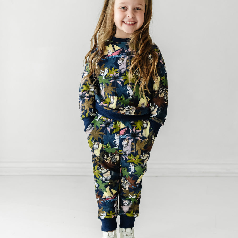 image of a child wearing Where the Wild Things Are crewneck paired with matching joggers