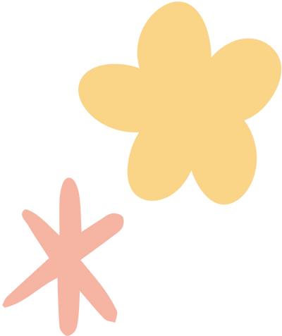 Yellow flower and pink star on a white background