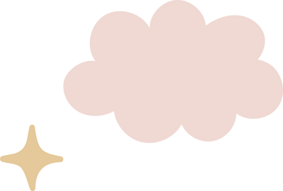 Illustration of a yellow star next to a fluffy pink cloud.