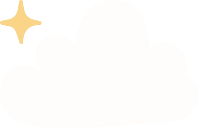 Gold star next to a fluffy white cloud