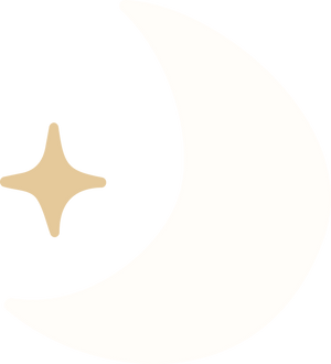 Illustration of a gold star next to a white moon