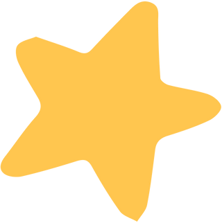 Illustration of a yellow star tilted slightly to the right.