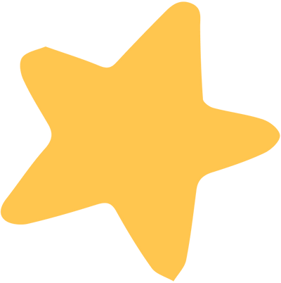 Illustration of a yellow star tilted slightly to the right.