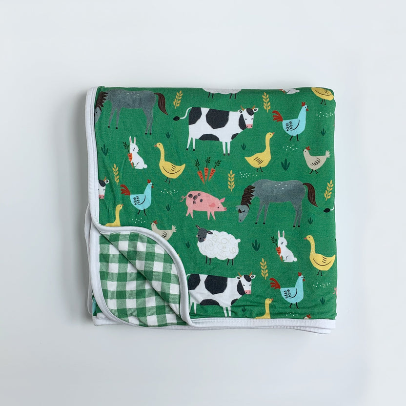 Green Farm Animals Large Cloud Blanket Little Sleepies