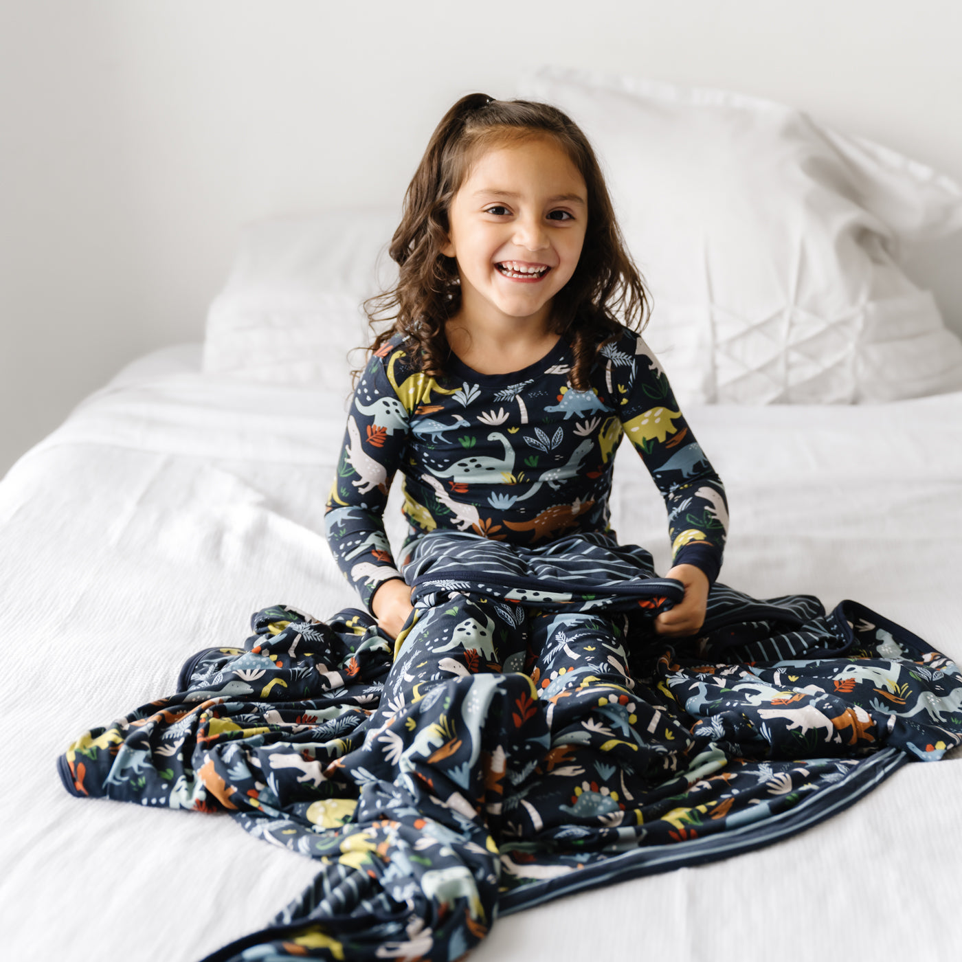 Blanket - Navy Jurassic Jungle Triple-Layer Bamboo Viscose Large Cloud Blanket