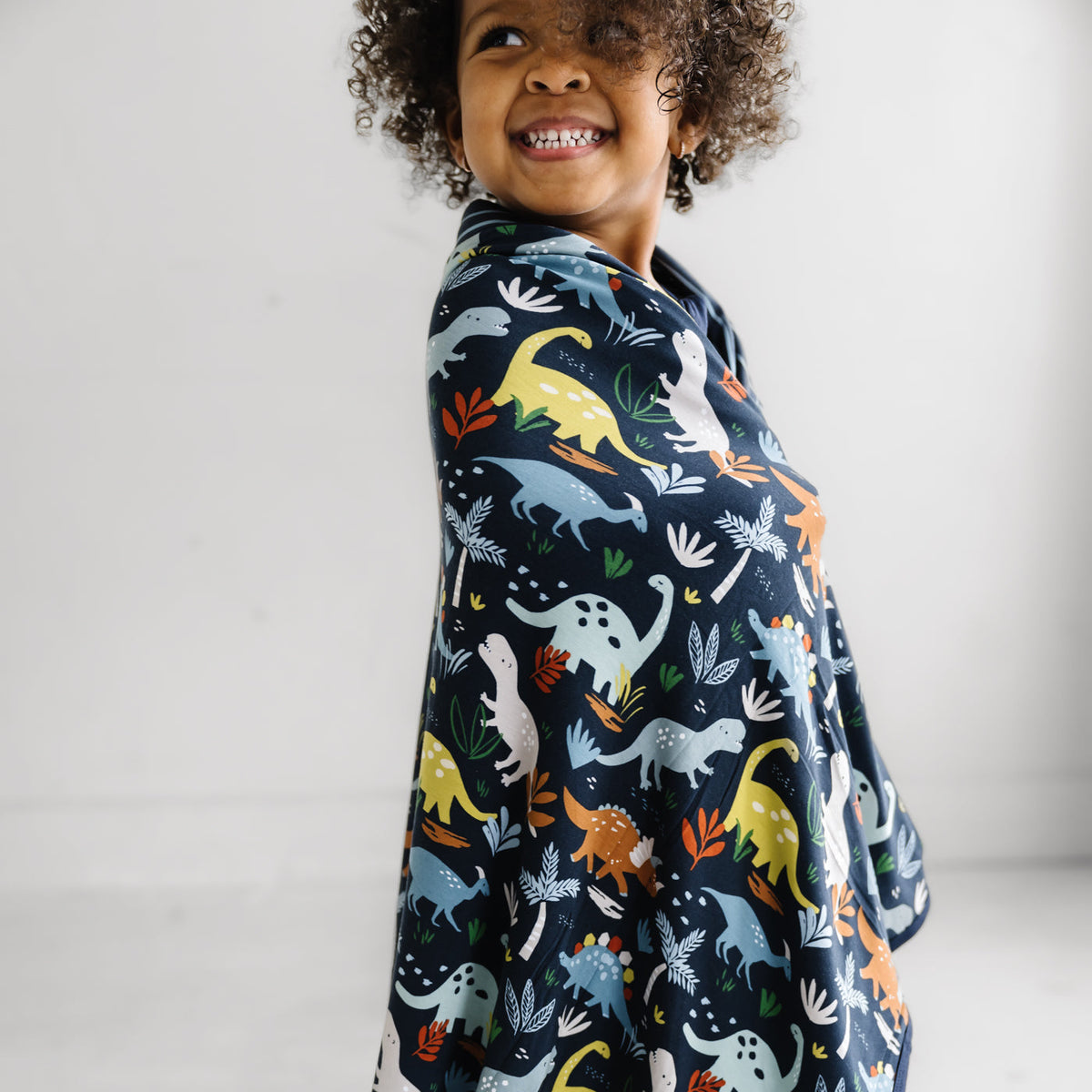 Blanket - Navy Jurassic Jungle Triple-Layer Bamboo Viscose Large Cloud Blanket