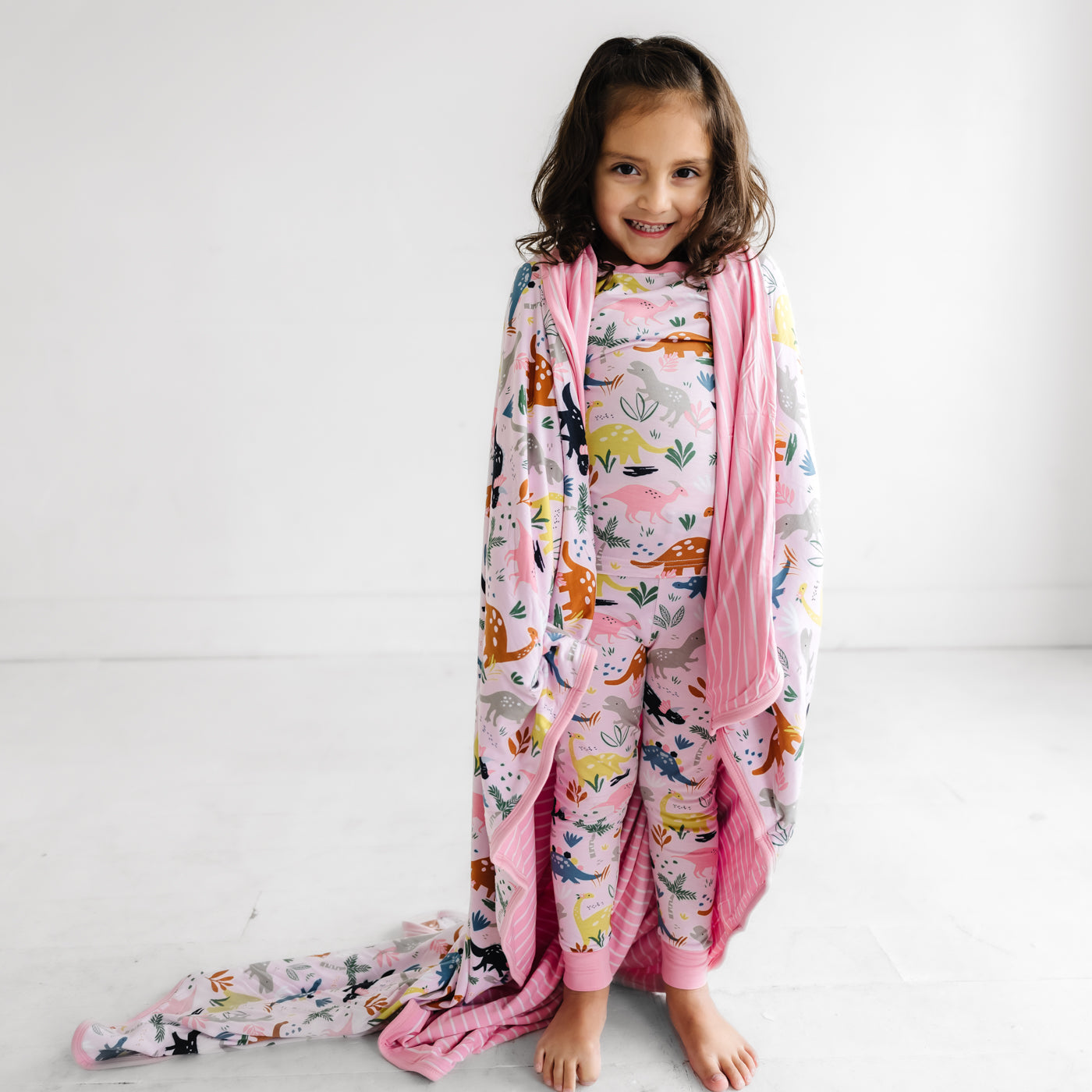 Blanket - Pink Jurassic Jungle Triple-Layer Bamboo Viscose Large Cloud Blanket