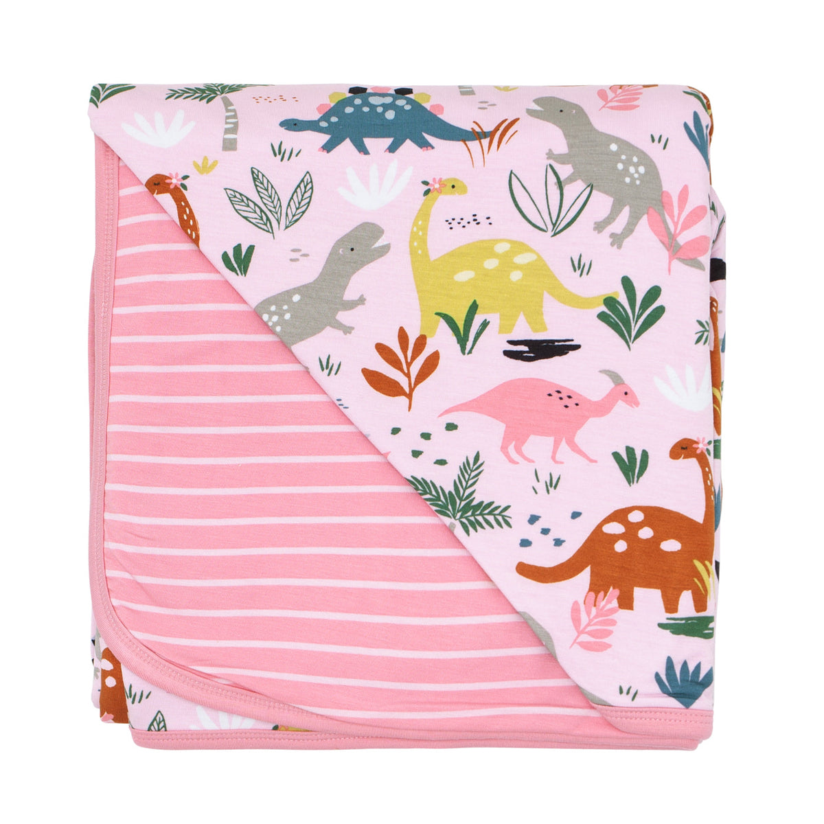 Blanket - Pink Jurassic Jungle Triple-Layer Bamboo Viscose Large Cloud Blanket