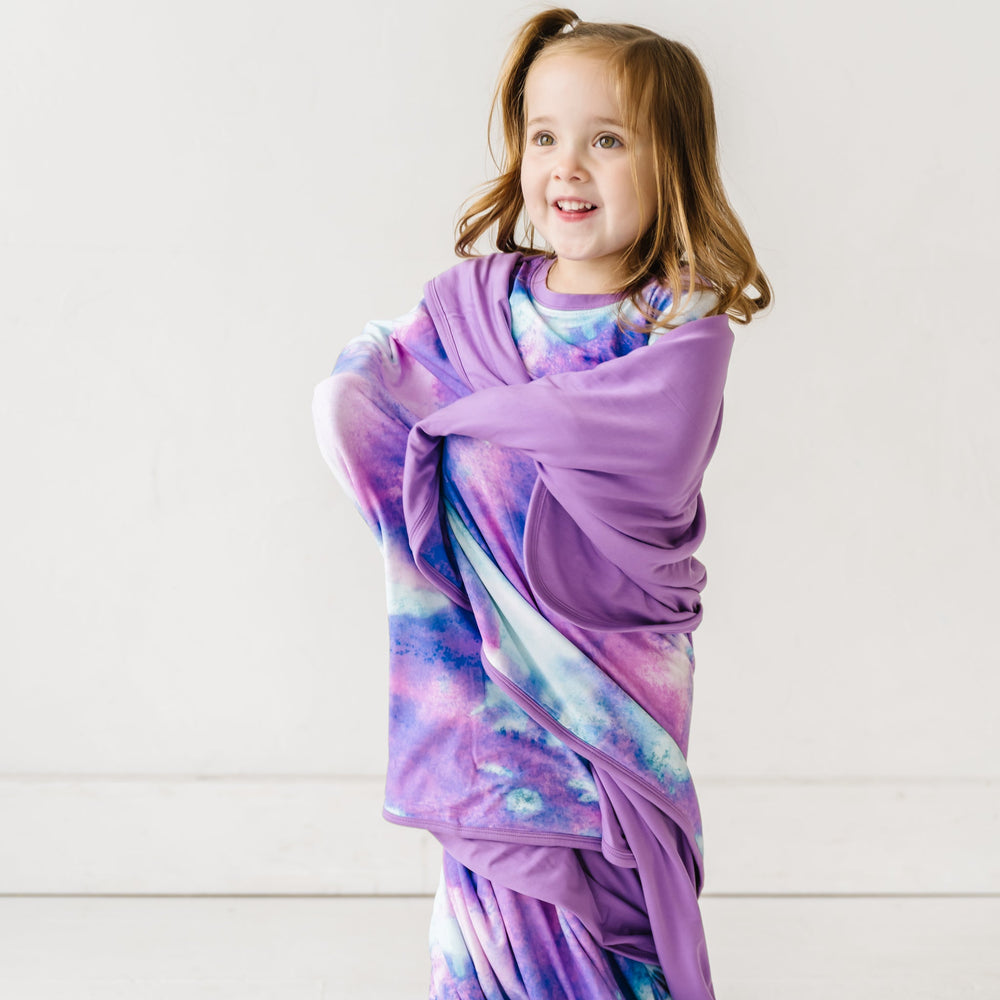 Click to see full screen - Blanket - Purple Watercolor Triple-Layer Bamboo Viscose Large Cloud Blanket