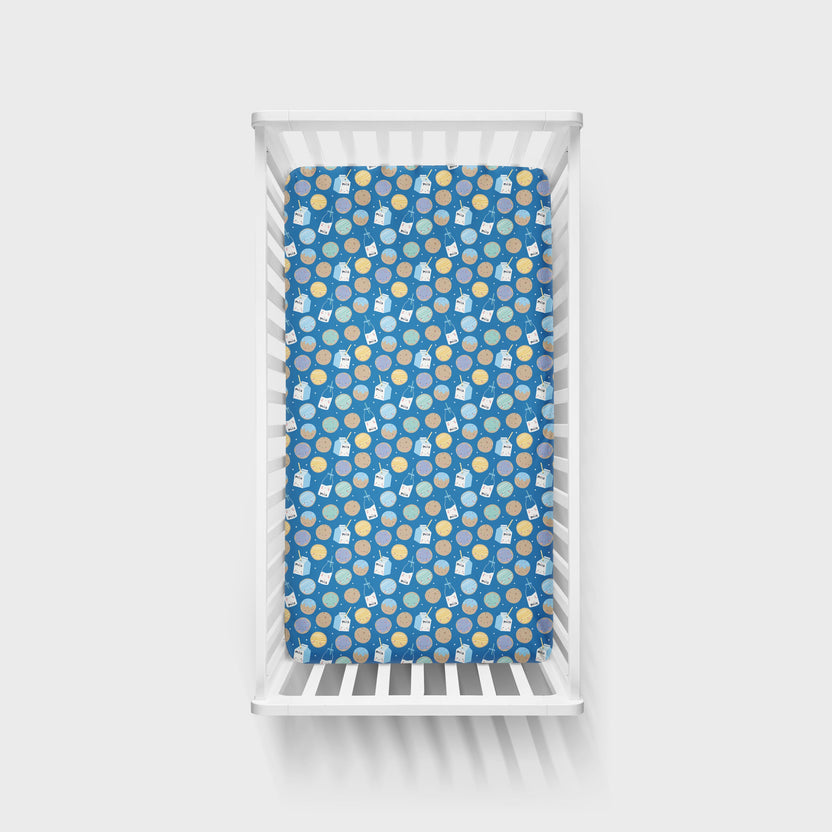 Blue Cookies & Milk Fitted Crib Sheet Little Sleepies