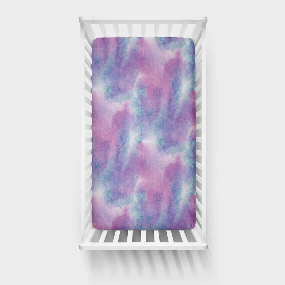 Purple Watercolor Fitted Crib Sheet