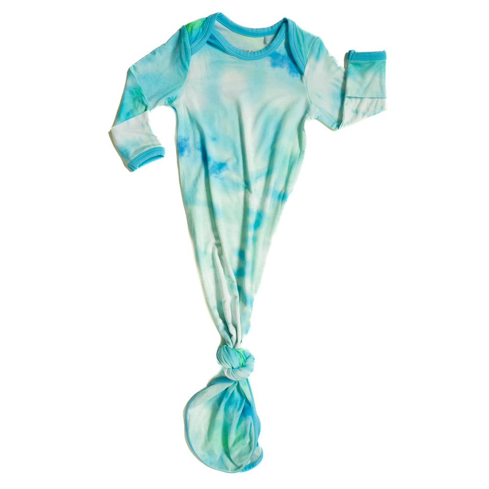 Knotted Gown - Tidepool Watercolor Bamboo Viscose Infant Knotted Gown