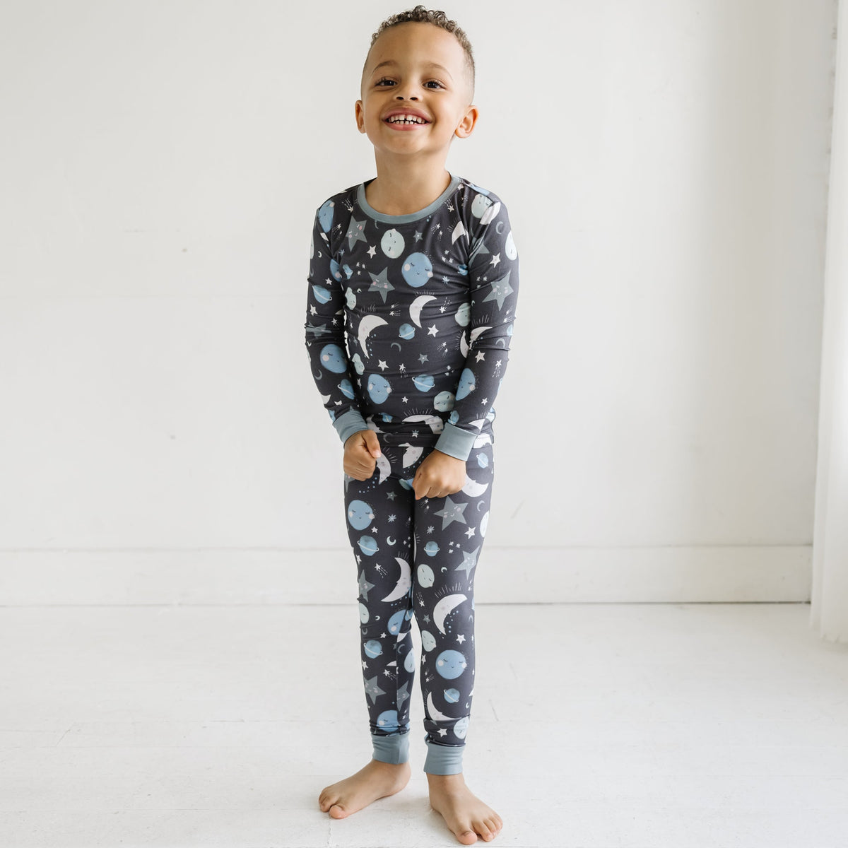 LS/P PJ Set - Blue To The Moon & Back Two-Piece Bamboo Viscose Pajama Set