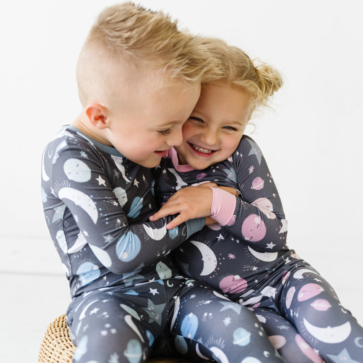 LS/P PJ Set - Blue To The Moon & Back Two-Piece Bamboo Viscose Pajama Set