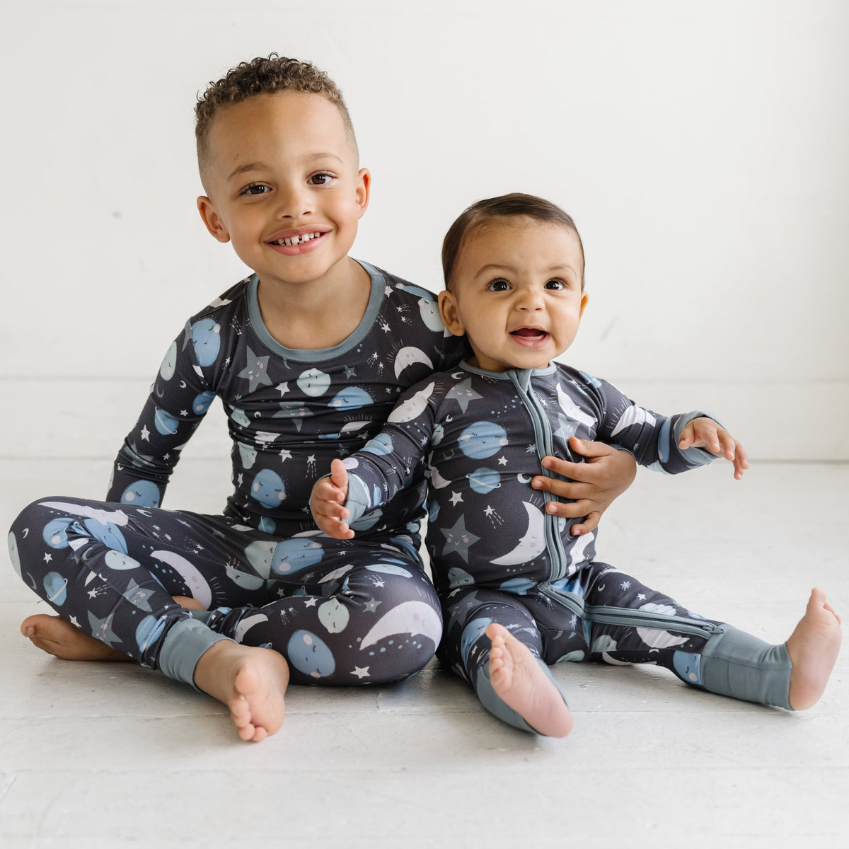 LS/P PJ Set - Blue To The Moon & Back Two-Piece Bamboo Viscose Pajama Set