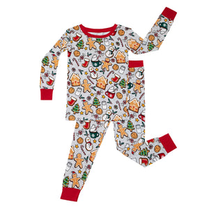 Flat lay image of Holiday Treats two piece pajama set