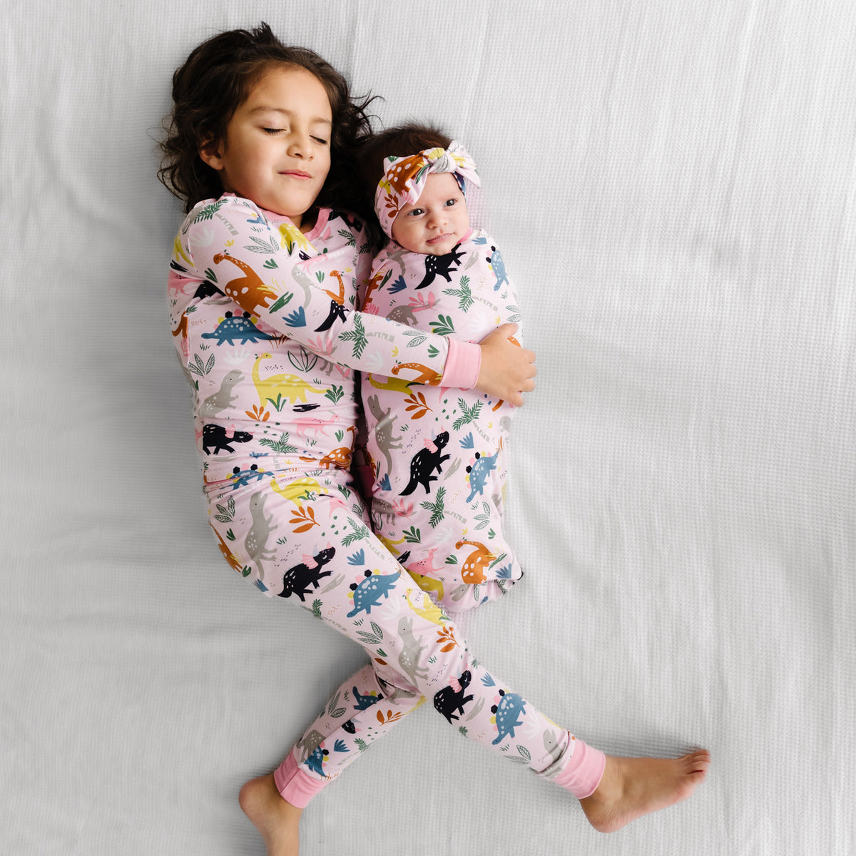 LS/P PJ Set - Pink Jurassic Jungle Two-Piece Bamboo Viscose Pajama Set
