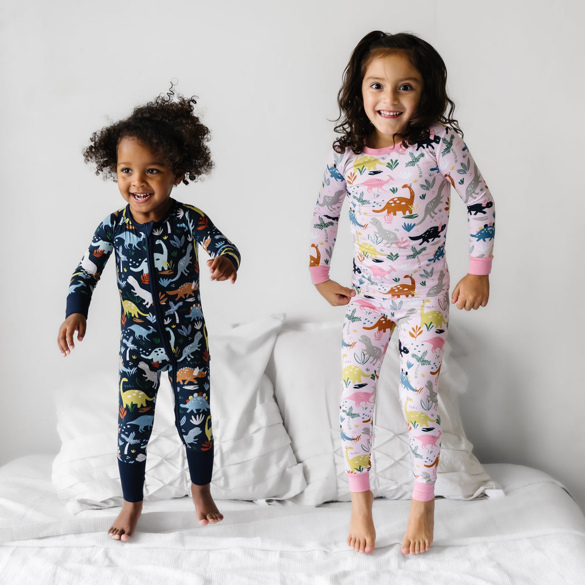 LS/P PJ Set - Pink Jurassic Jungle Two-Piece Bamboo Viscose Pajama Set