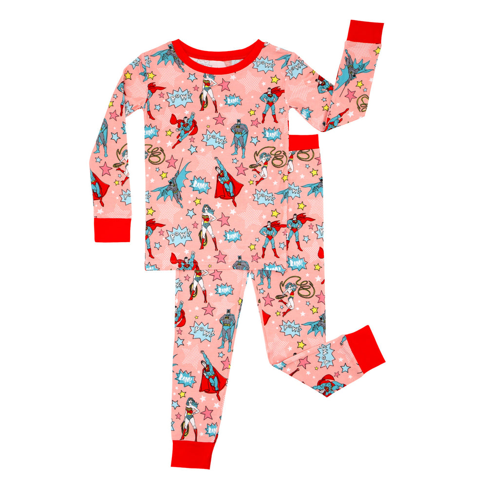 LS/P PJ Set - Pink Justice League™ Two-Piece Bamboo Viscose Pajama Set