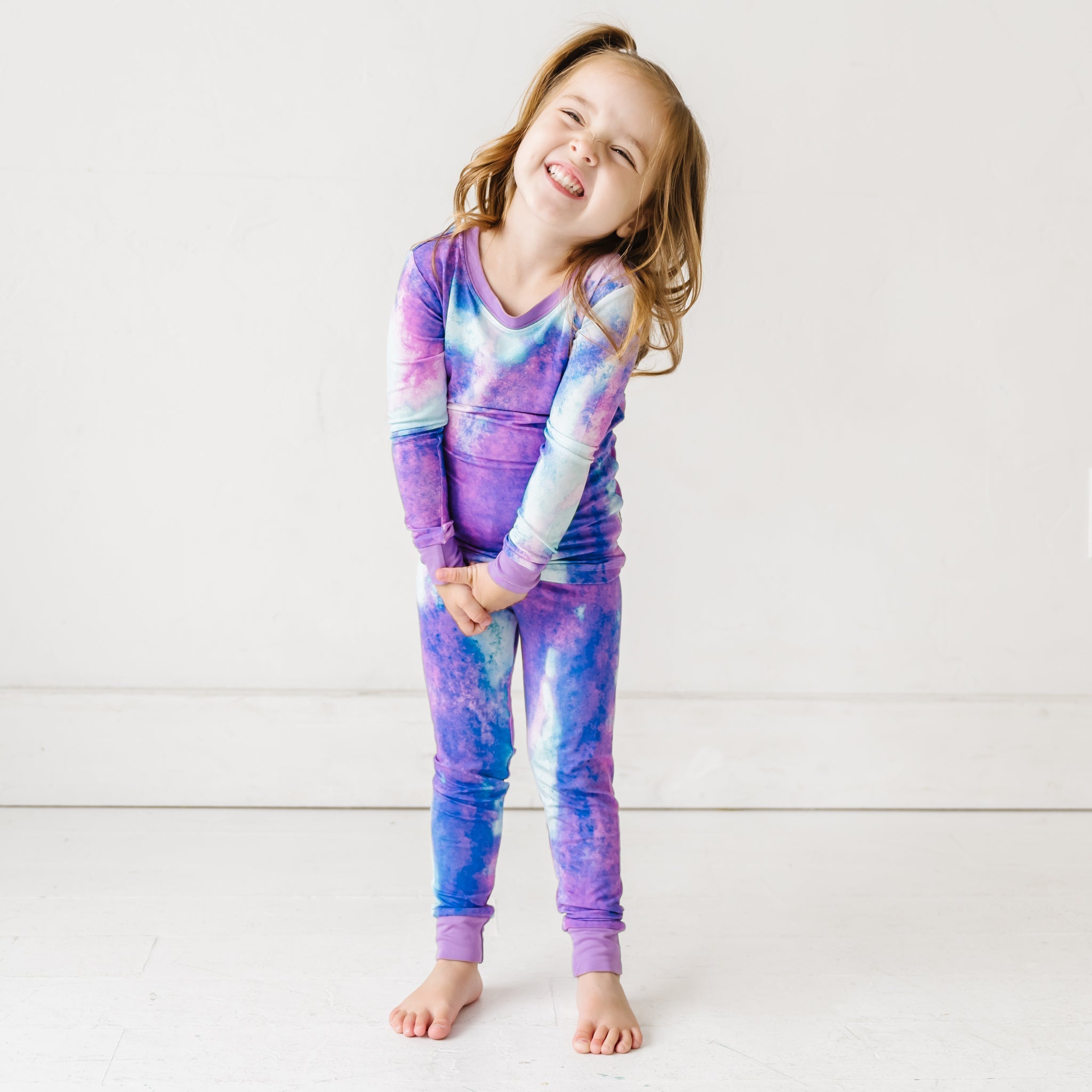 Purple Watercolor Two-Piece Pajama Set - Little Sleepies