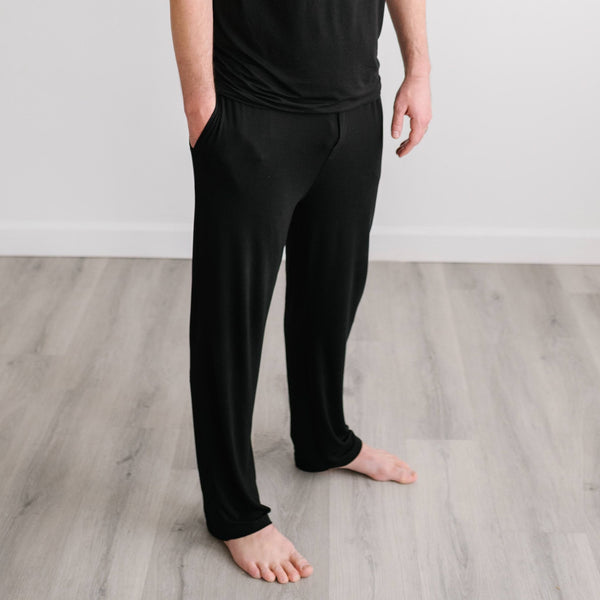 Man wearing the Black Men's Pajama Pants