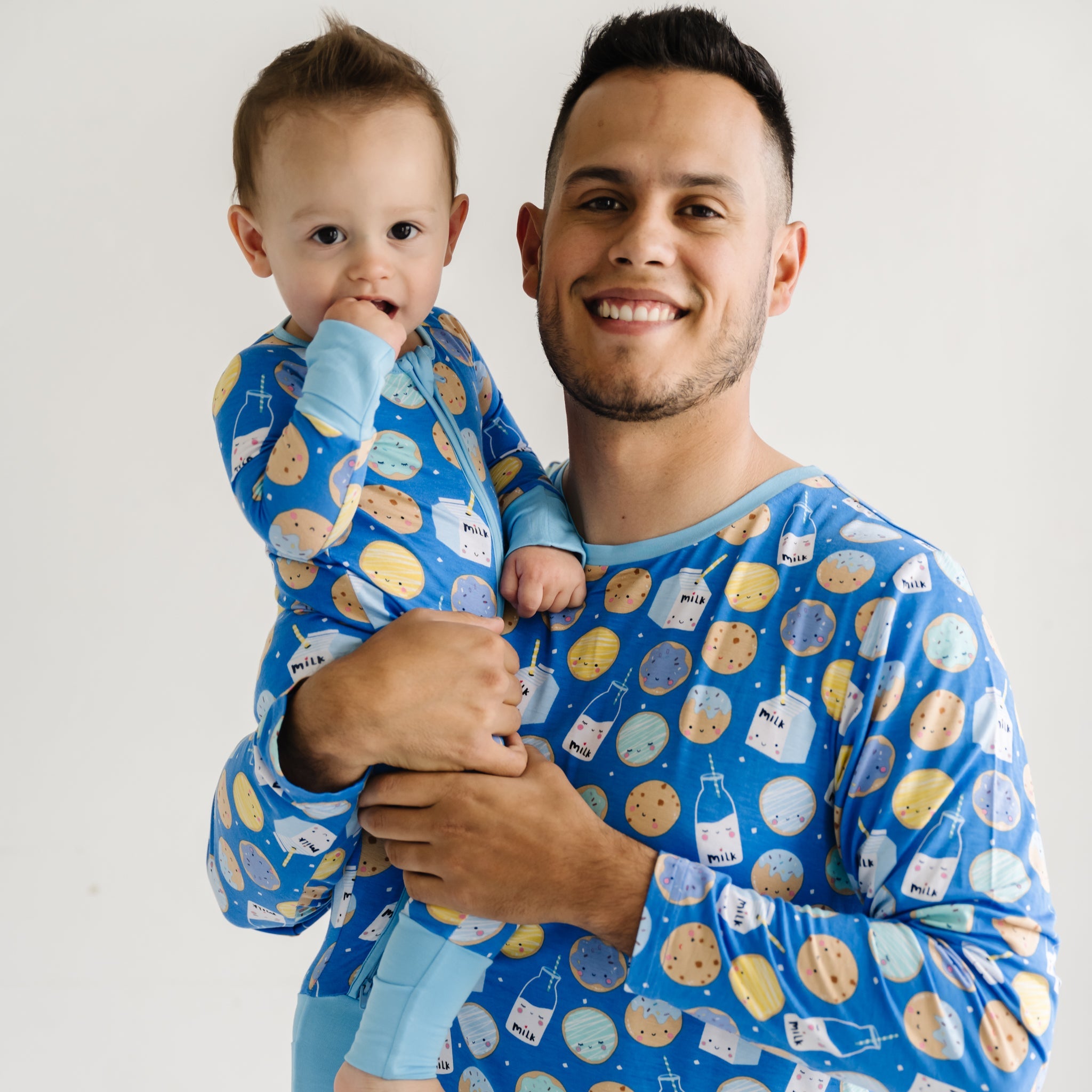 Men's LS PJ Tops - Blue Cookies & Milk  Men's Bamboo Viscose Pajama Top