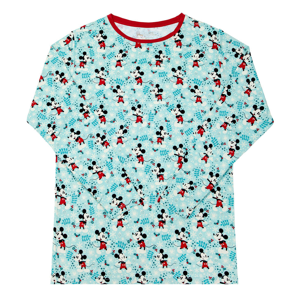 Men's LS PJ Tops - Disney Mickey Winter Wonderland Men's Bamboo Viscose Pajama Top