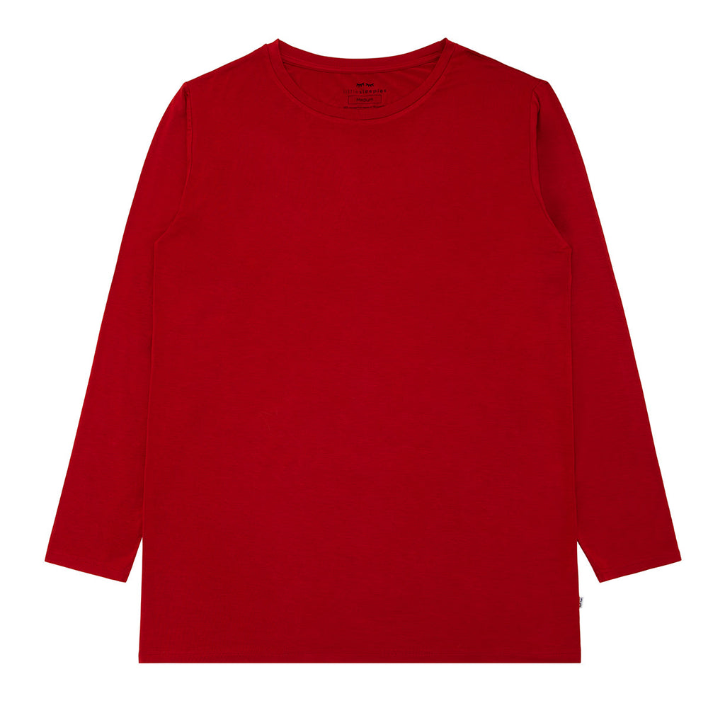 Flat lay image of a Holiday Red men's pajama top